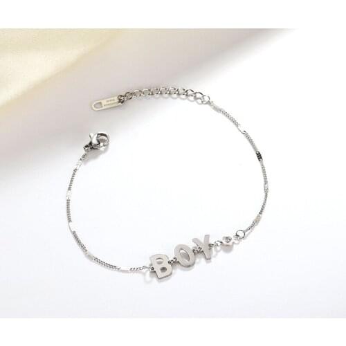 Trendy Letter BOY Bracelet for Women E-plating Stainless Steel Jewelry Fashion Color Chain Bracelets for Young
