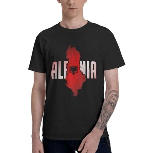Male Albania Map T-Shirt Fashion Albanian Patriotic Tshirt Short Sleeve Hip Hop T Shirt Homme Cotton Tee Merch