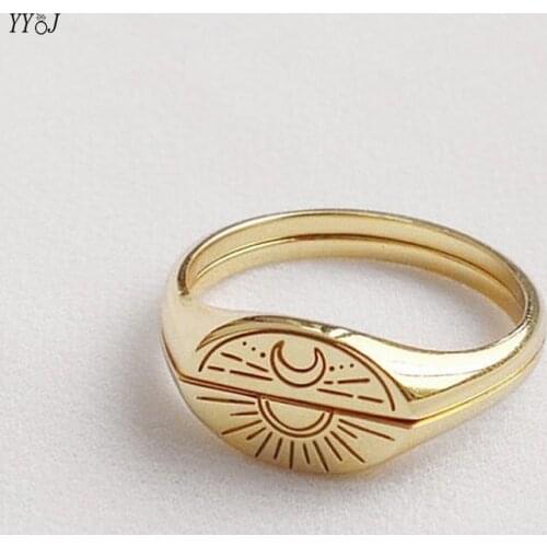 Moon and sun ring set for women gold stackable couple rings for lovers couple best friends vintage wholesale jewelry 2021 cheap