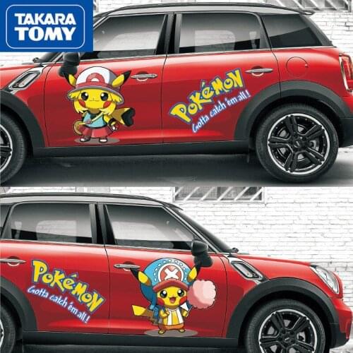 TAKARA TOMY Pokemon Pikachu Car Sticker Cartoon Creative Personality Decoration Cartoon Scratch Cover Sticker