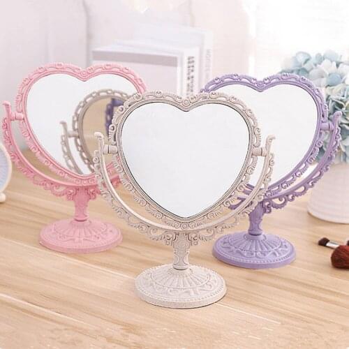 Desktop Double-sided Mirror European Carved Plastic Frame Beauty Mirror Student Dormitory Portable Love Make-up Mirro