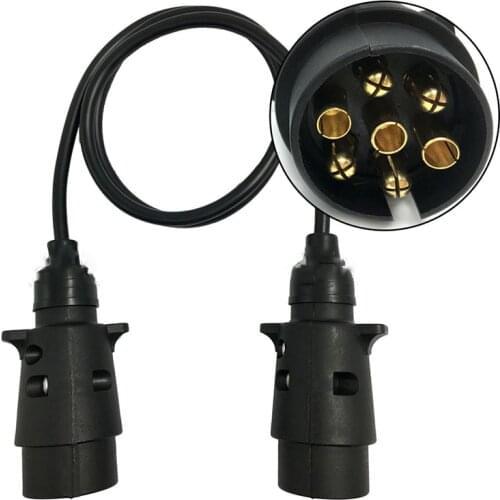 New Arrival 12V Trailer 7 Pins Plug Cable Adapter Wiring Connector Signal Light Round Tester Plug Socket Car Accessories Black