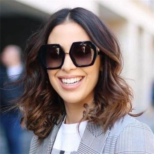 New Fashion Hexagon Sunglasses Luxury Brand Round Shades For Women Thick Frame Oversized Sunglasses Lunette de soleil