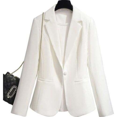 New Womens Suit 2021 Spring Autumn Blazer Female Coat Large Size 3XL Fashion Casual Single Button Ladies Suits White Outerwear