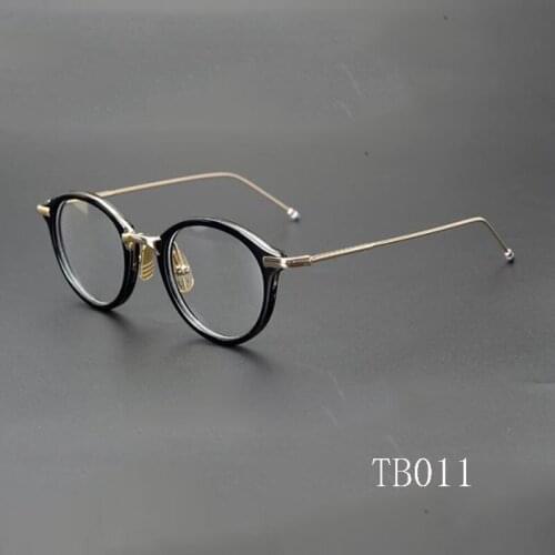 Vintage Round Optical Eyeglasses Frames Thom Brand Designer TB011 Myopia Anti blue Prescription Glasses Men Women With Case