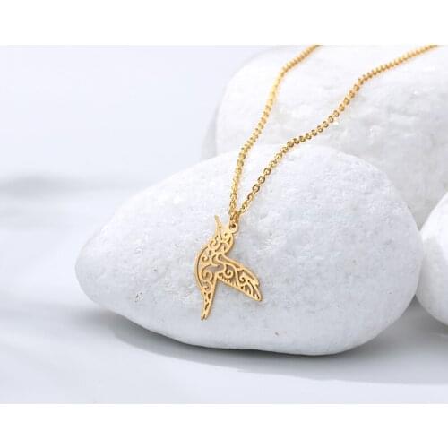 Cute Branch Bird Pendants Necklace Gold color Geometric Origami Hummingbird Clavicle Necklaces Charm Womens Fashion Jewelry