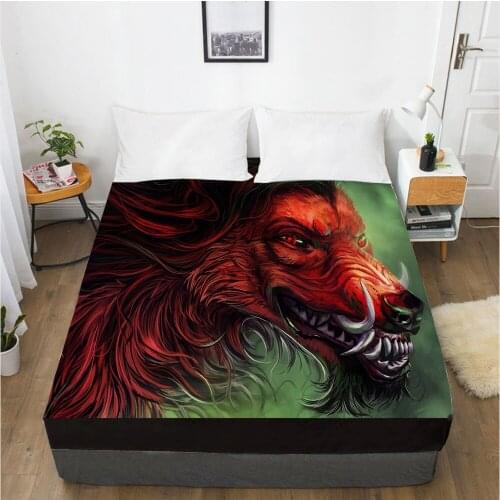 3D Printed Fitted Sheet Custom Design Mattress Fitted Cover Bed Linens Sheets Bedsheet 90*200cm 198*203cm Wolf Home Bedding