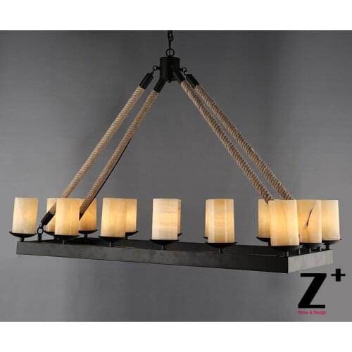 America Style Industry Country PILLAR CANDLE RECTANGULAR CHANDELIER Vintage Iron Marble Made retro Free shipping