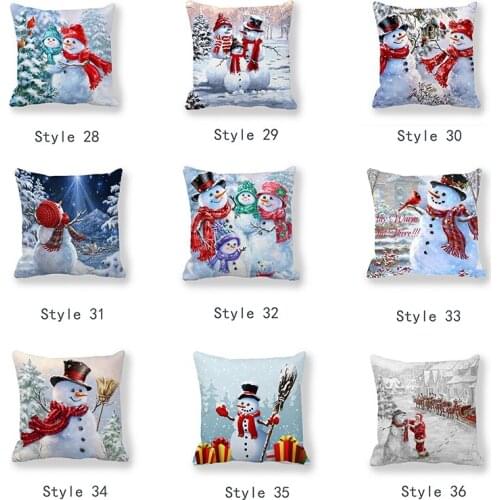 Christmas Decoration Cushion Cover Cartoon Santa Claus Printing Pillow Case Party Christmas Decoration Ball Cushion Cover