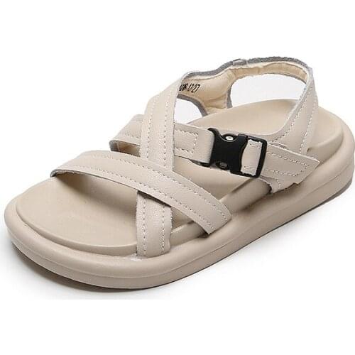 Summer 2021 New Kids Casual Sandals Boys Girls Sandals Solid Color Soft Soled Anti-slip Shoes Summer Children Beach Sport Sandal