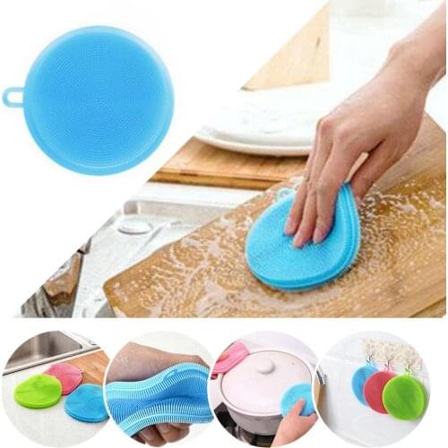 Hot Cleaning Brushes Silicone Dish Bowl Scouring Pad Pot Antibacterial Mildew-Free Brush Kitchen Household Cleaning Tools