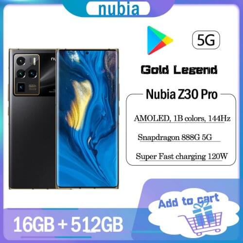 Original ZTE Nubia Z30 Pro 5G Smartphone Qualcomm Snapdragon 888 16GBRAM 256GBROM 120W Super Charger 64MP Camera google play NFC