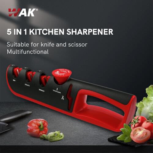WAK Knife Sharpener 4 in 1 Adjustable Compact Filet Pocket Chef with Tungsten Steel Diamond Slot Kitchen Tool
