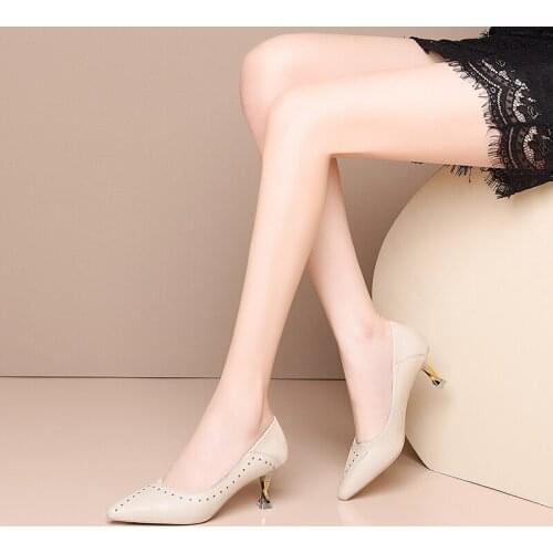 Women Heeled Shoes Spring classic temperament women shoes Pure color PU tip soft skin-friendly sexy elegant banquet shoes U22-90