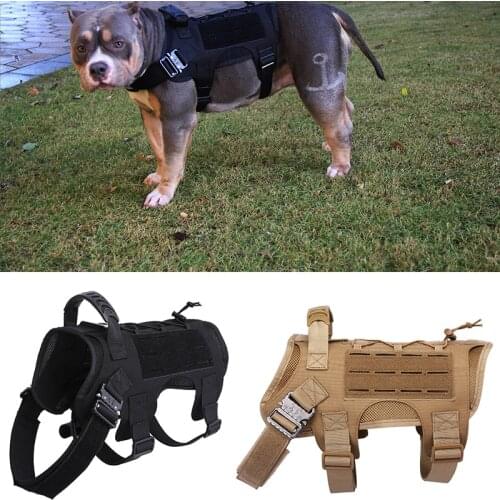 Military Tactical Dog Vest Molle Shooting Hunting Service Dog Vest Training Adjustable Working Dog Harness with Handle Pet Vests