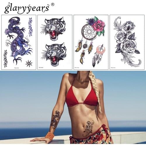 Glaryyears 1 Sheet Animals Makeup Temporary Tattoo Sticker Colorful Fake Flash Waterproof Fashion Small Body Art Men Women
