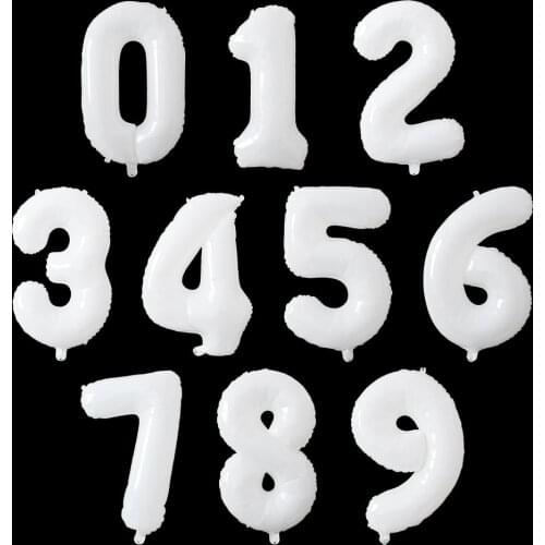 1pc 32inch Whit Number Foil Balloon 0-9 Digit Balloons Baby Shower Wedding Party Decoration Birthday Party Event Supplies Globos