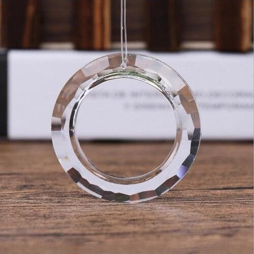 1PC 50mm Crystal Light Ring Circle Hanging Decorations Chandelier Glass Prisms Parts Drops Pendant Home Balcony Ornaments