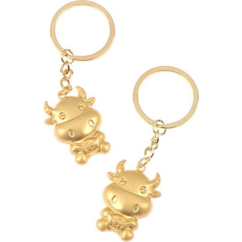 1Pcs Chinese Zodiac Ox Year Key Ring Pendant Lucky Bull Keychain Gift Souvenir