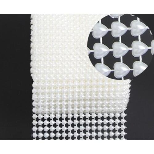 10 Yards 16 rows White Half Heart Pearl Ribbon For Sewing Bag Shoe Trimming Wedding Cake Banding Trim Cake Ribbon