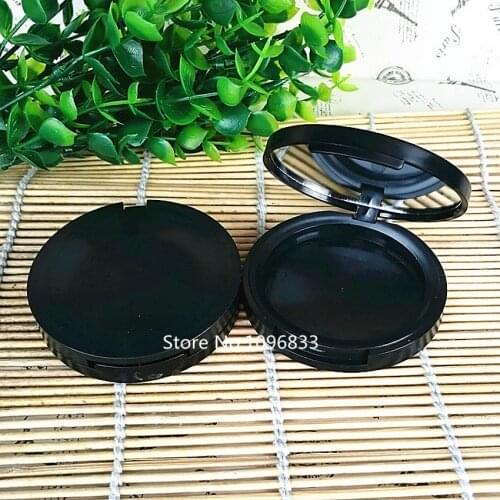 100PCS Matte Black Compact Powder Case with Mirror Aluminum pan Cosmetic Powder Container Empty Powder Compact Case Container