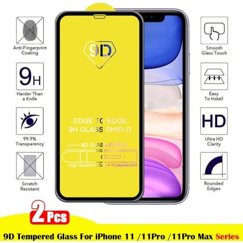 2Pcs Full Cover Explosion-Proof Glass film For iPhone 11 Screen Protector Tempered Glass For iPhone 11 Pro Max Protective Film