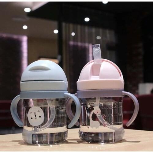 250ml Baby Feeding Cup with Straw Infant Children Learn Feeding Drinking Bottle Kids Training Cup with Straw
