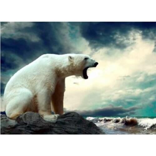 Diamond Embroidery DIY Needlework Diamond Painting Polar bear waves Cross Stitch 5D Rhinestones Painting
