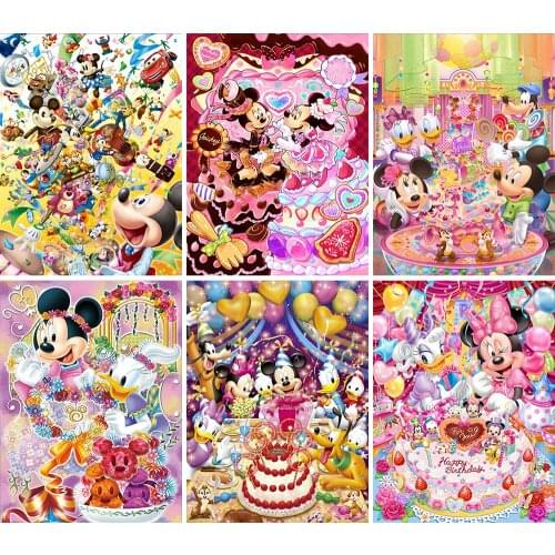 Diamond Painting Disney Mickey Happy Birthday Cartoon 5D DIY Full Square Round Embroidery Mosaic Set Cross Stitch Home Decor