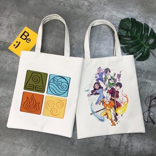 Avatar The Last Airbender Aang Appa Anime Badass Art Canvas Bag Totes Bags Shopper Shopping Bags Handbag Girls Casual Book Bags
