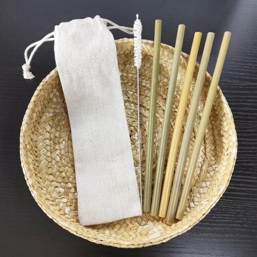Bamboo Drinking Straws Reusable Eco-Friendly Party Kitchen + Clean Brush for Drop Shipping wholesale
