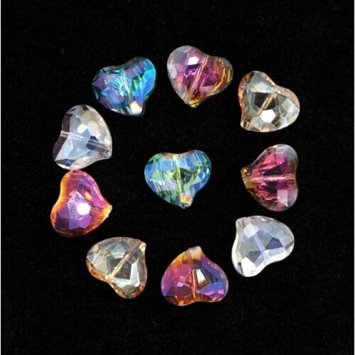 Free shipping 10pcs Beading Chinese 19x16mm Coloful Glass Czech Crystal Heart Loose Beads Diy Lampwork Crystals Fashion Pendant