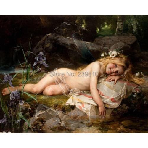 Free shipping cute angel printed on Canvas classical gril oil painting canvas prints Religion wall art decoration picture