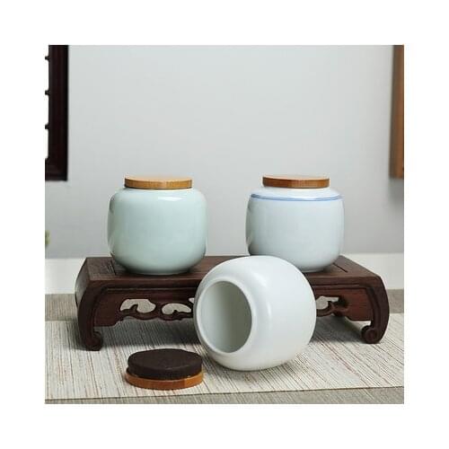 Large capacity black pottery tea can Portable Sealed Jar travel Tea Caddy Storage Spice Tea Boxes Candy storage tank Home Decor