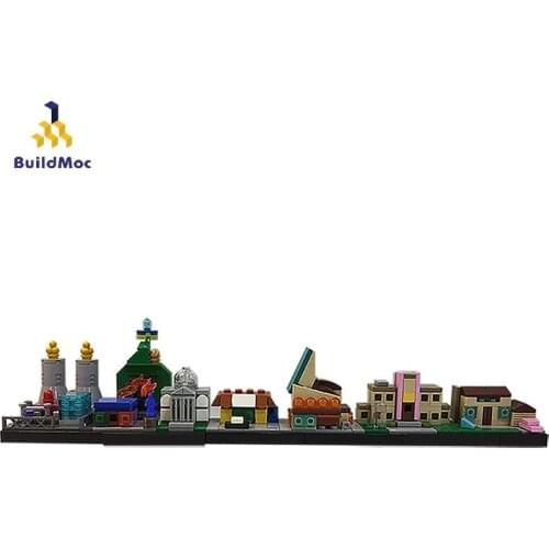 Buildmoc City Buildings Street View Skyline Architecture City Creator Expert House Model Building Block Bricks Christmas Kid Toy