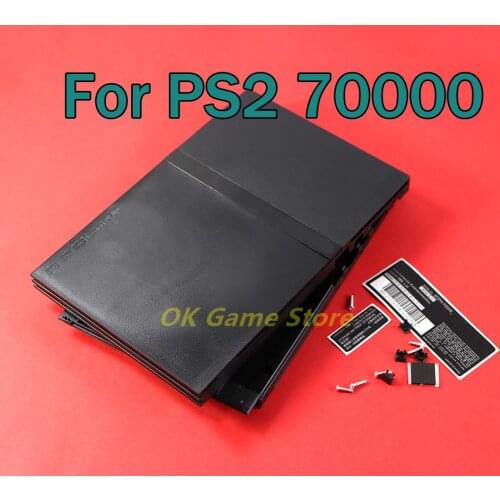 10Sets Black Full Housing Shell Case for PS2 Slim 9W 90000 9000X Console Cover with sticker labels Repair Parts