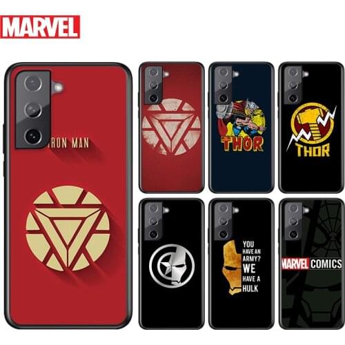 Marvel Avengers Hero Logo For Samsung Galaxy S21 S20 FE S10e S10 S9 S8 S7 S6 Ultra Plus Lite 5G Edge Black Soft Phone Case