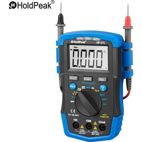 HoldPeak HP-37C Mini Multimeter Auto Range True RMS AC/DC Voltage Digital Multimeters Temperature NCV Electrical Multimeter