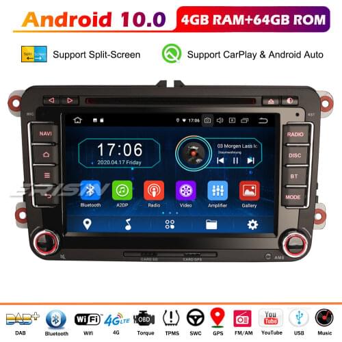 Erisin 6948 Android 10.0 Autoradio Car Radio GPS DAB+ CarPlay DVD for VW Golf 5/6 Passat Polo T5 Tiguan Caddy Jetta Skoda Seat