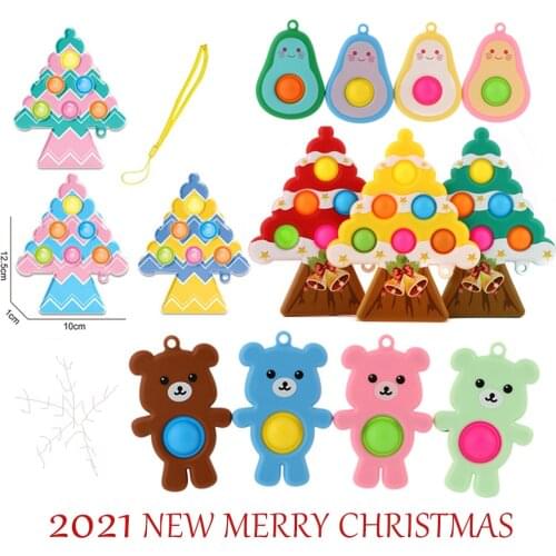 Christmas Fidget Reliver Stress Toys Rainbow Push It Bubble Antistress Toys Adult Children Sensory Toy To Relieve Autism