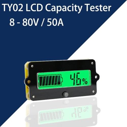 8-80V 50A Battery Capacity Tester Indicator Coulometer Voltage/Current Test Lithium/Lead-Acid Battery Meter
