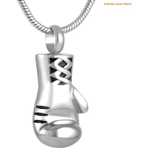 KLH8308-9 20Pcs Mens Womens Punk Stainless Steel Boxing Glove Chain Pendant Necklace Memorial Keepsake Jewelry