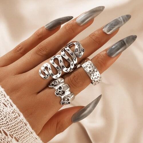 Tocona 3pcs/sets Punk Snake Skull Ring Sets for Women Men Charms Silver Color Alloy Metal Geoemtry Party Jewelry кольца 19989