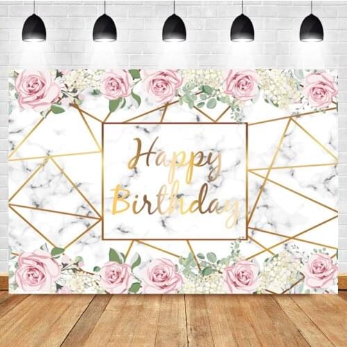Laeacco Marble Gold Thread Flowers Birthday Wedding Banner Custom Backdrop Photographic Photo Background For Photo Studio