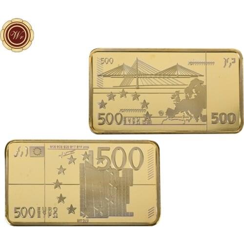 2019 WR 500 Euro Gold Banknote Bar 24k 999.9 Gold Plated Metal Bars Souvenir Gifts Collectible Art Ornament Worth Collection