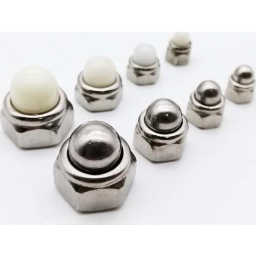 M4 M5 M6 M8 M10 M12 304 Stainless Steel Acorn Cap Cover Semicircle Dome Hex Nylon Insert Lock Nut Self-locking Nylock Locknut