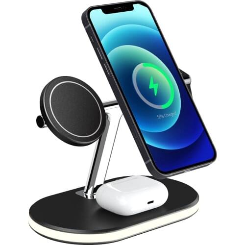 3 in 1 Magnetic Wireless Charger Stand For iPhone 12 Mini Pro Max/Apple Watch Fast Charging Dock Station For Airpods Pro