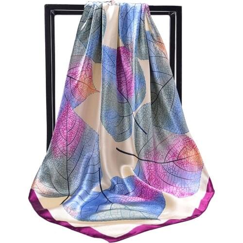 2018 new 90*90cm printed silk satin scarves shawl