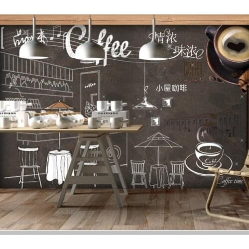 Papel de parede Hand drawn coffee cafe restaurant bar 3d food wallpaper mural,living room kitchen wall papers home decor