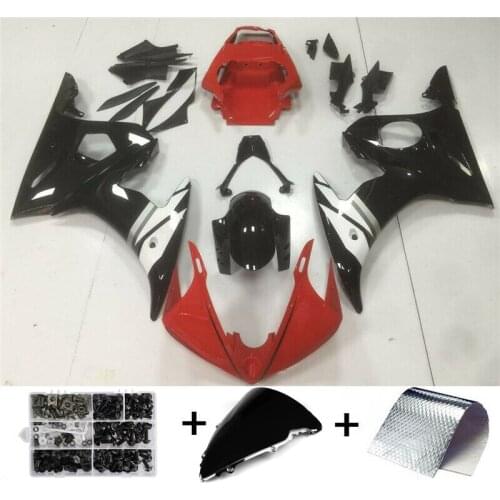 Fairing Injection Plastic Kit Red White w/bolt kit Fit For YAMAHA 2005 YZF R6